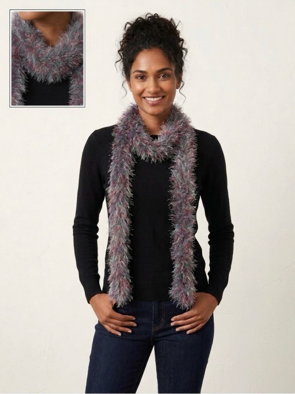Fuzzy Multicolor Scarf - Women's Accessory